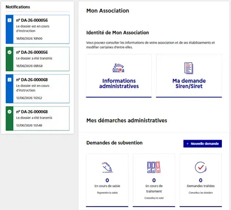 Capture d'écran du nouvel affichage du Compte Asso